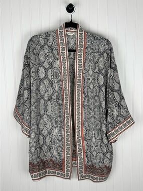 Max Studio Paisley Open Front Kimono Cardigan Boho Print Size Large